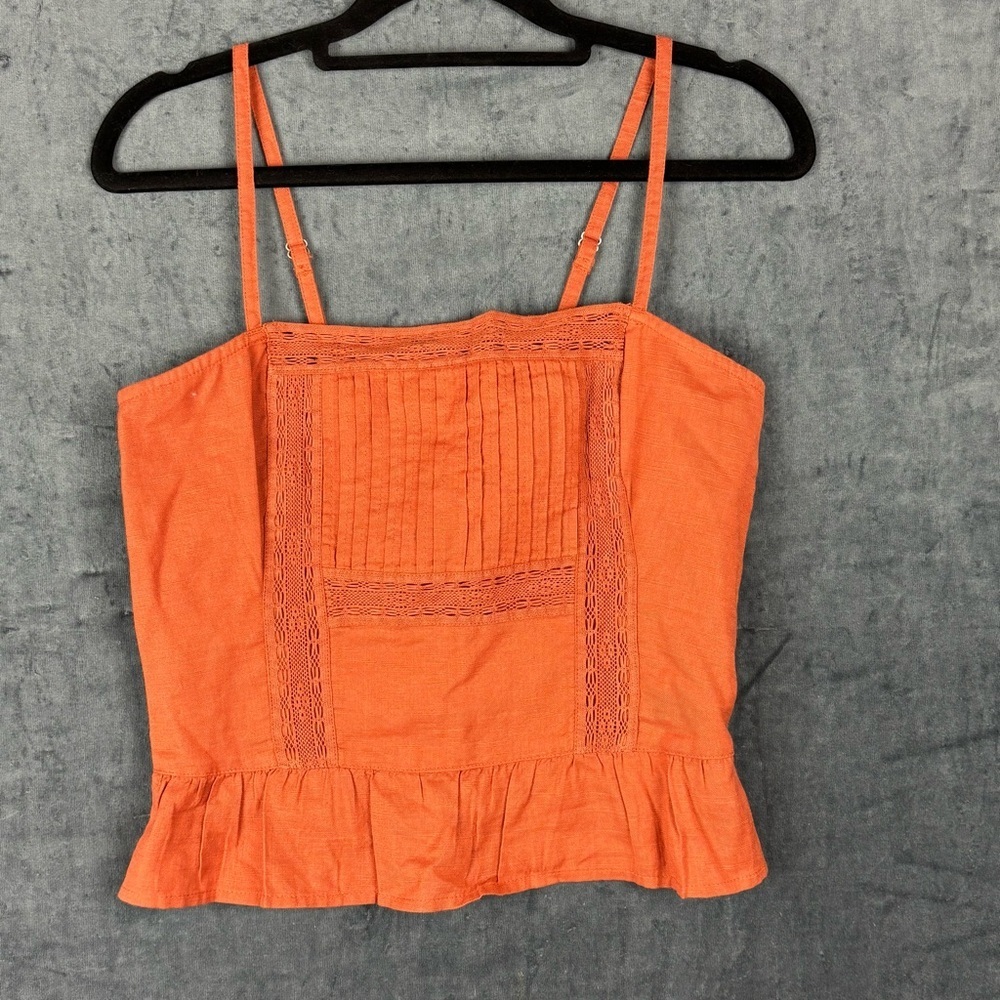 Abercrombie & Fitch Orange Pleated Camisole Crop Top